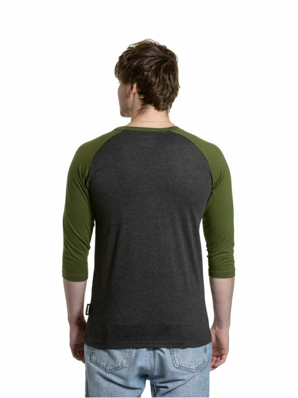 Meatfly Meatfly pánské tričko s dlouhým rukávem Reagan Raglan Olive / Charcoal Heather | Šedá
