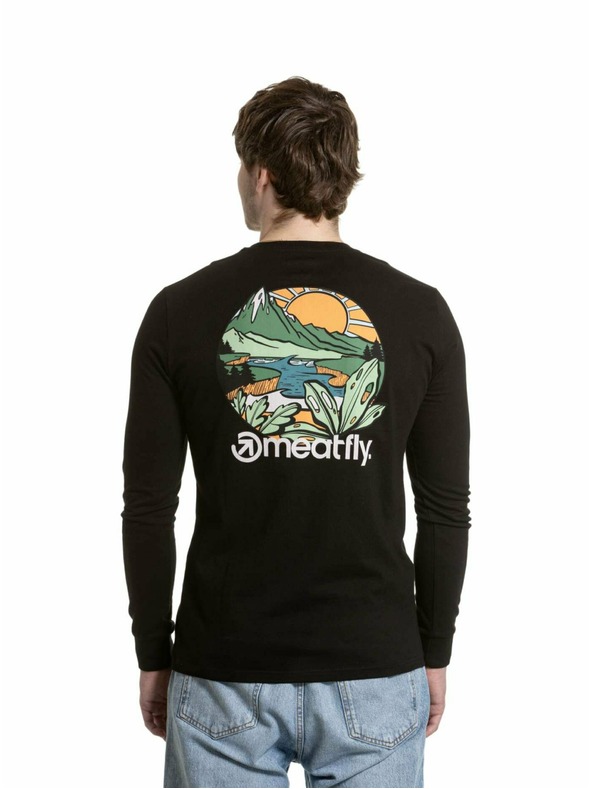 Meatfly Meatfly pánské tričko s dlouhým rukávem Julien Mountains Black