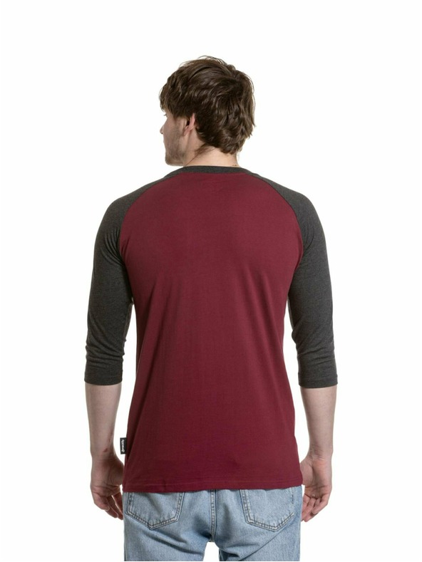 Meatfly Meatfly pánské tričko s dlouhým rukávem Reagan Raglan Dark Wine / Charcoal Heather | Šedá
