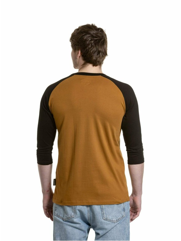 Meatfly Meatfly pánské tričko s dlouhým rukávem Reagan Raglan Gold Brown / Black