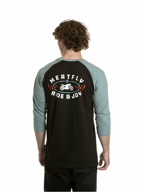 Meatfly Meatfly pánské tričko s dlouhým rukávem Kennedy Raglan Dusty Mint / Black