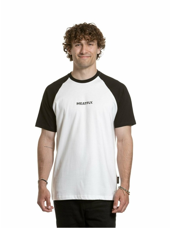 Meatfly Meatfly pánské tričko Ozzy Raglan White / Black
