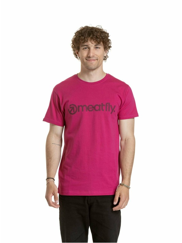 Meatfly Meatfly pánské tričko Striped Logo Dark Violet