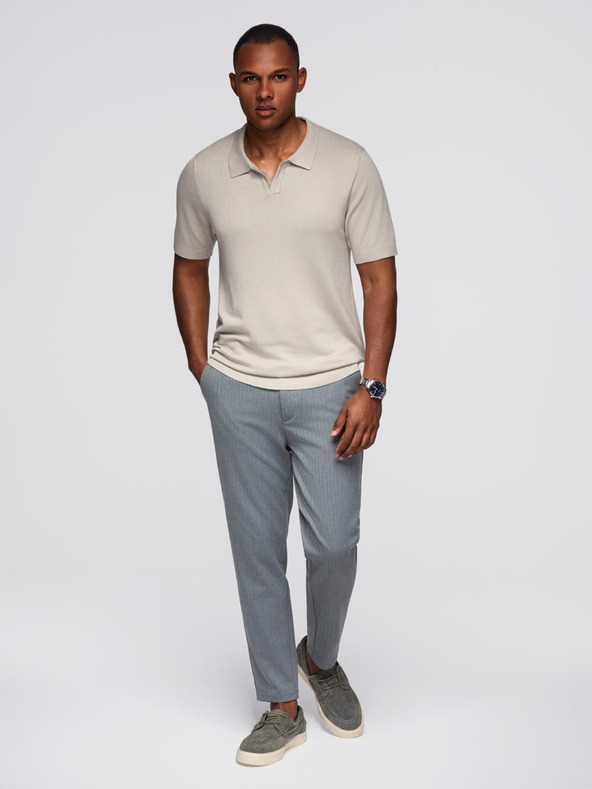 Ombre Clothing Pánská polokošile bez knoflíků - světle šedá
