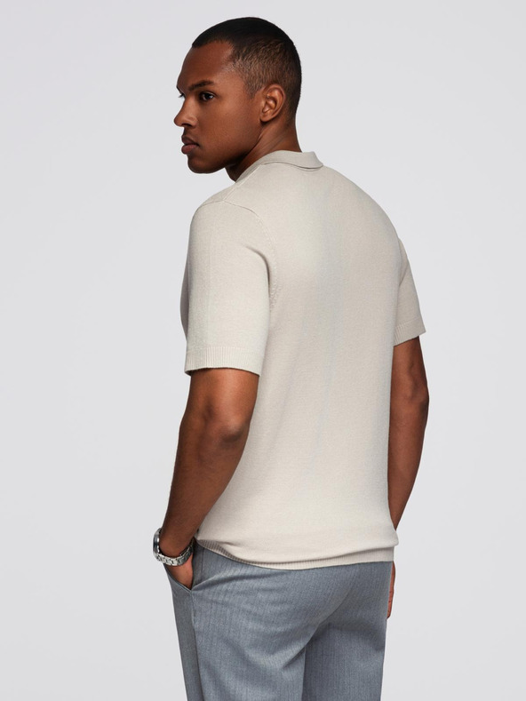 Ombre Clothing Pánská polokošile bez knoflíků - světle šedá
