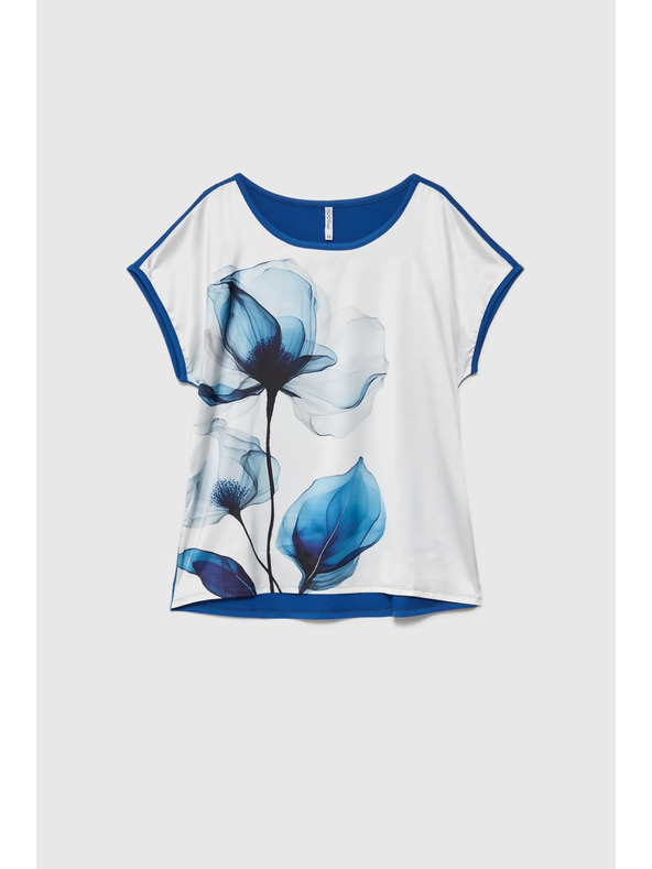 Moodo Dámská bílá halenka s modrými květinami