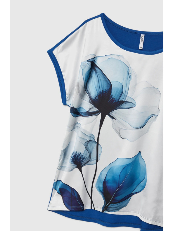 Moodo Dámská bílá halenka s modrými květinami
