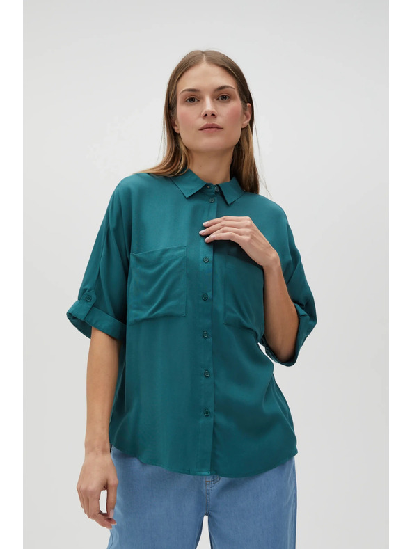 Moodo Zelená košile s volitelnou délkou rukávů