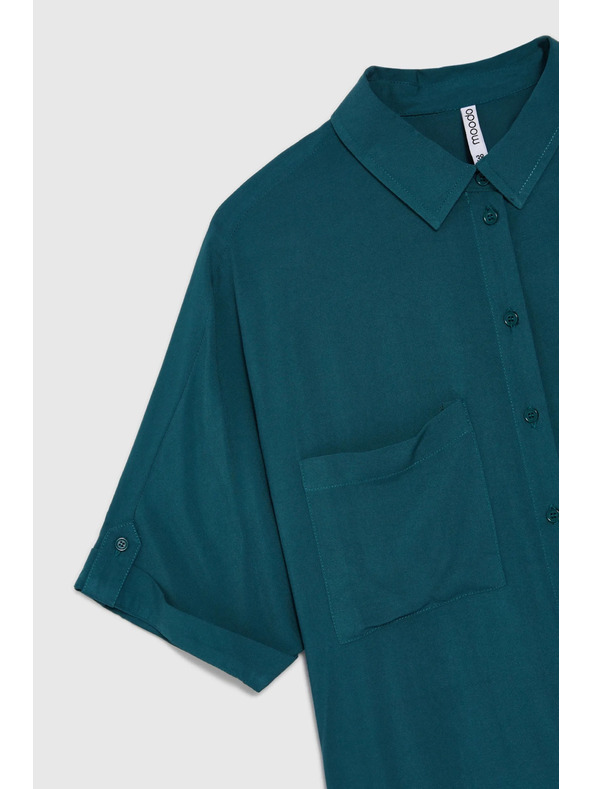 Moodo Zelená košile s volitelnou délkou rukávů