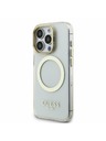 Guess Guess IML Gold Outline Stand Camera Frame MagSafe Zadní Kryt pro iPhone 15 Pro Max Transparent