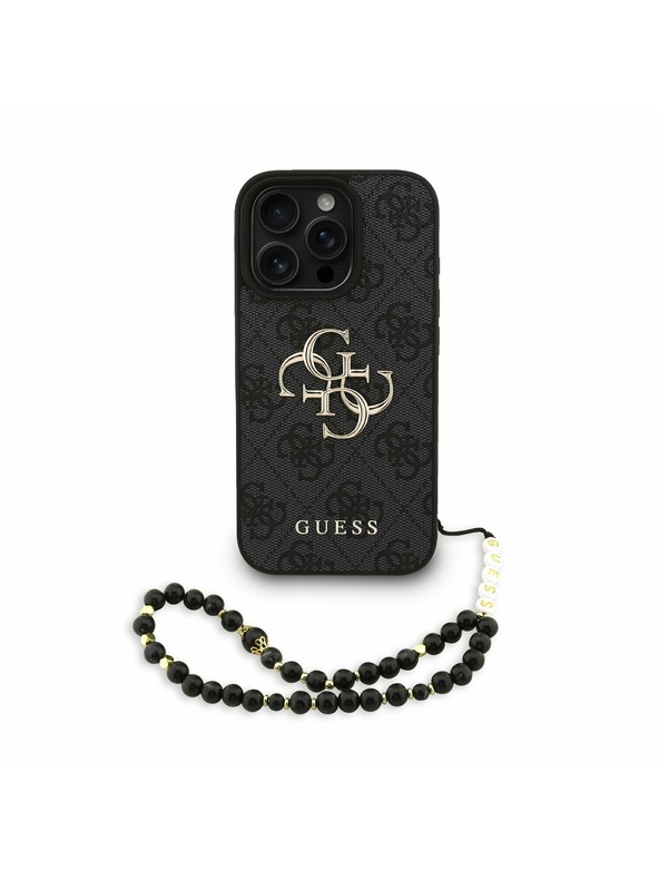 Guess Guess PU 4G Metal Logo Strap Zadní Kryt pro iPhone 16 Pro Max Black