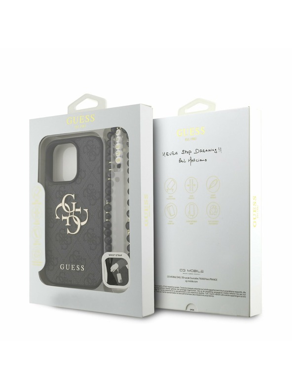 Guess Guess PU 4G Metal Logo Strap Zadní Kryt pro iPhone 16 Pro Max Black