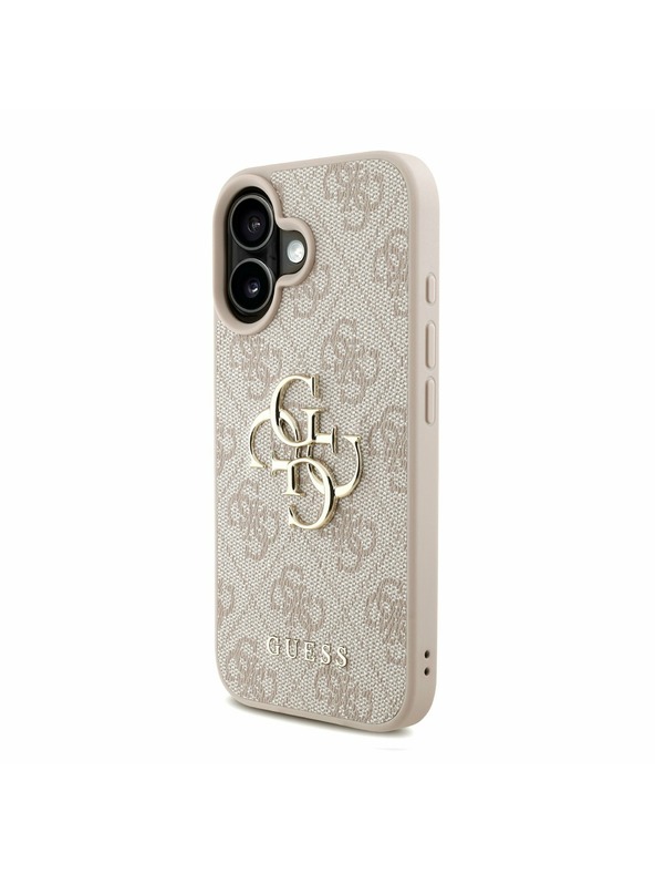 Guess Guess PU 4G Metal Logo Strap Zadní Kryt pro iPhone 16 Pink