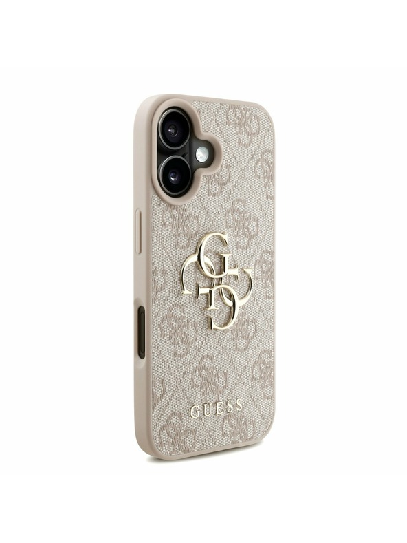 Guess Guess PU 4G Metal Logo Strap Zadní Kryt pro iPhone 16 Pink