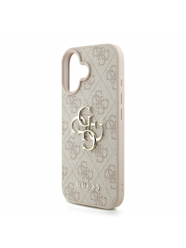 Guess Guess PU 4G Metal Logo Strap Zadní Kryt pro iPhone 16 Pink