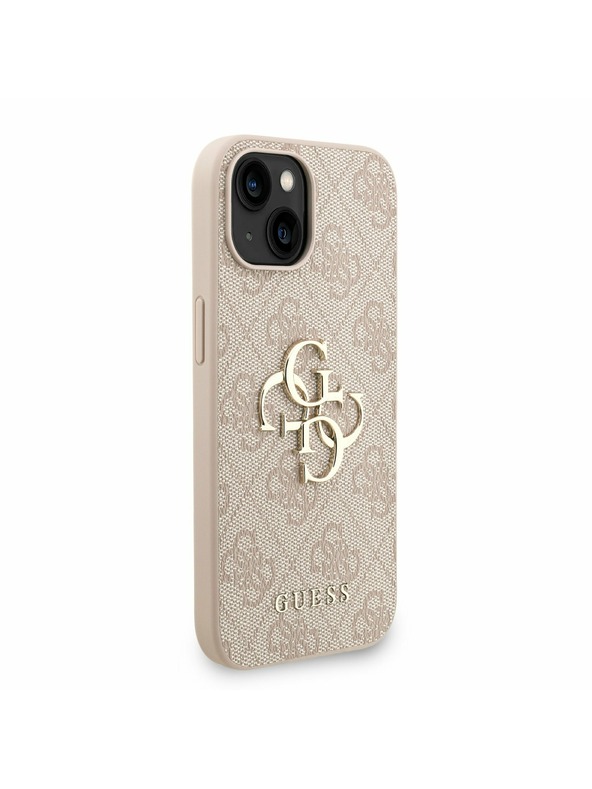 Guess Guess PU 4G Metal Logo Strap Zadní Kryt pro iPhone 15 Pink