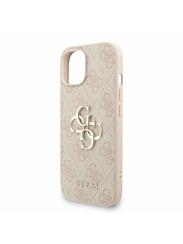 Guess Guess PU 4G Metal Logo Strap Zadní Kryt pro iPhone 15 Pink