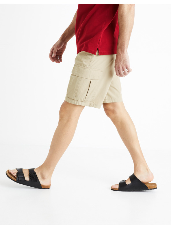 Celio Béžové pánské kraťasy Celio Fostopbm