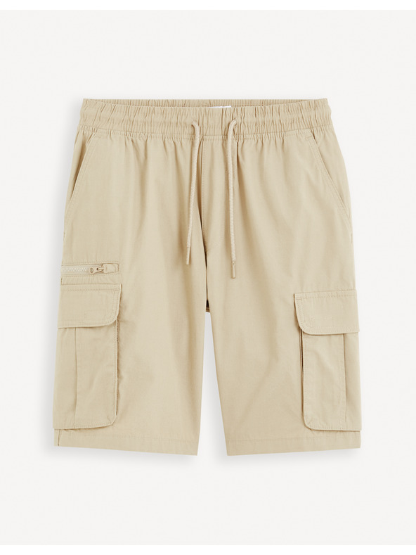 Celio Béžové pánské kraťasy Celio Fostopbm
