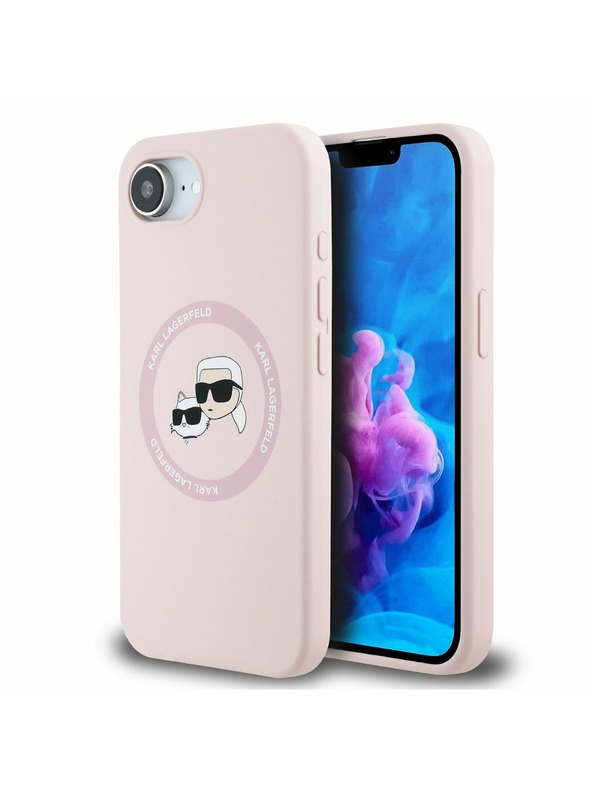 Karl Lagerfeld Karl Lagerfeld Liquid Silicone K&CH Heads MagSafe Zadní Kryt pro iPhone 16e Pink