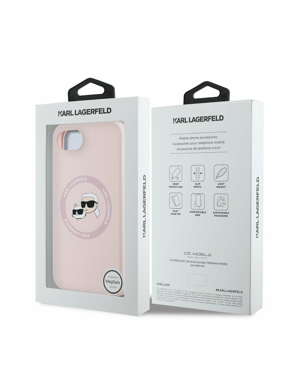 Karl Lagerfeld Karl Lagerfeld Liquid Silicone K&CH Heads MagSafe Zadní Kryt pro iPhone 16e Pink