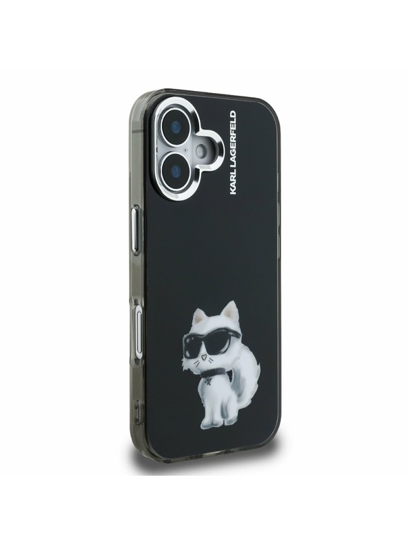 Karl Lagerfeld Karl Lagerfeld IML Aquarelle Choupette Zadní Kryt pro iPhone 16 Black