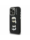 Karl Lagerfeld Karl Lagerfeld Grained PU K&CH Heads Zadní Kryt pro iPhone 15 Pro Max Black