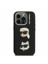 Karl Lagerfeld Karl Lagerfeld Grained PU K&CH Heads Zadní Kryt pro iPhone 15 Pro Max Black