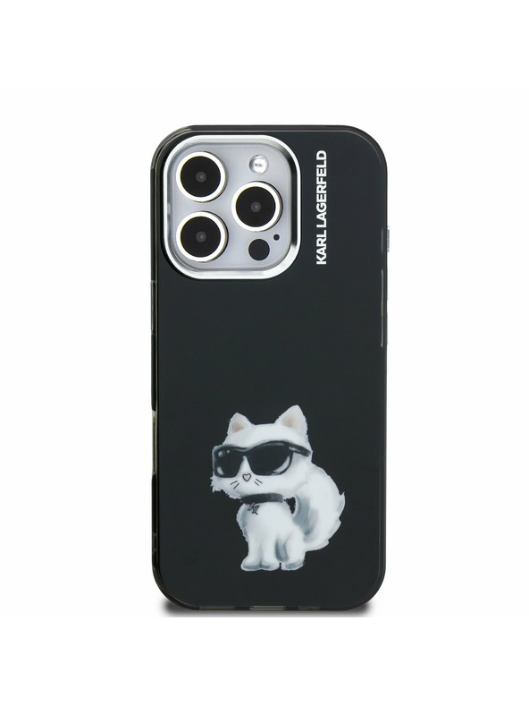 Karl Lagerfeld Karl Lagerfeld IML Aquarelle Choupette Zadní Kryt pro iPhone 16 Pro Max Black