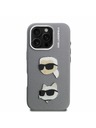 Karl Lagerfeld Karl Lagerfeld Grained PU K&CH Heads Zadní Kryt pro iPhone 16 Pro Grey
