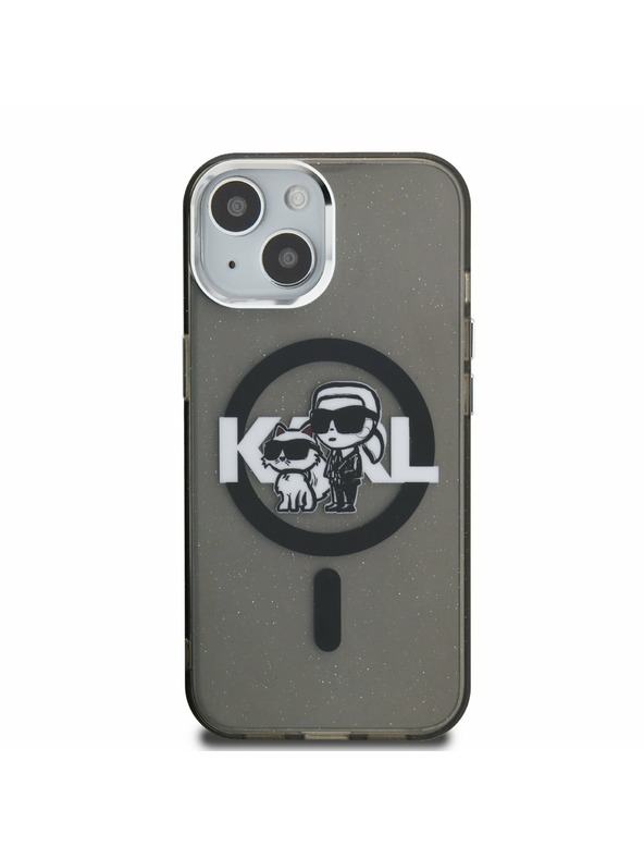 Karl Lagerfeld Karl Lagerfeld IML Glitter Karl and Choupette Sketch MagSafe Zadní Kryt pro iPhone 15 Black