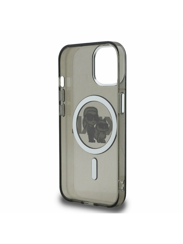 Karl Lagerfeld Karl Lagerfeld IML Glitter Karl and Choupette Sketch MagSafe Zadní Kryt pro iPhone 15 Black