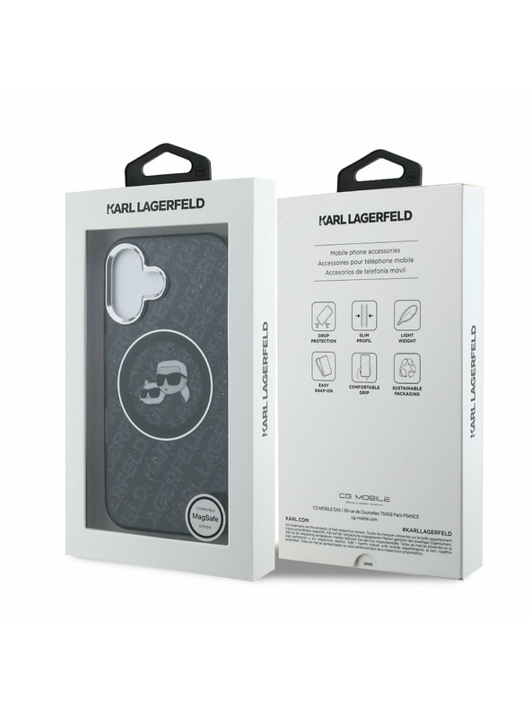 Karl Lagerfeld Karl Lagerfeld IML K&CH Heads Repeated Logo MagSafe Zadní Kryt pro iPhone 16 Black