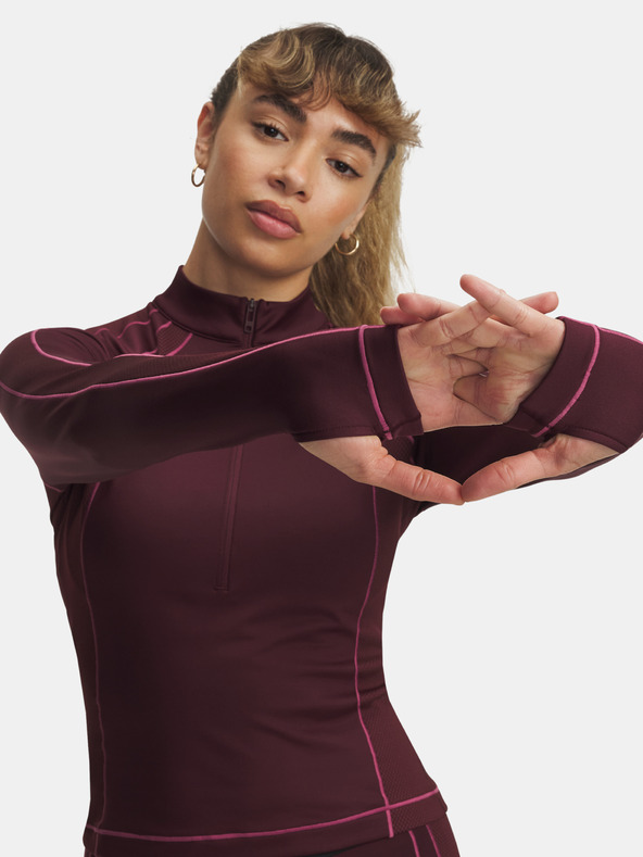 Under Armour Dámské tričko Under Armour UA ColdGear Textured 1/2 Zip-RED