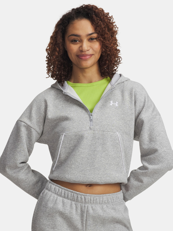 Under Armour Dámská mikina Under Armour Rival Flc Piped HZ Hoodie-GRY