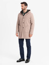 Ombre Clothing Pánský melanžový dlouhý kabát s kapucí Ombre Clothing