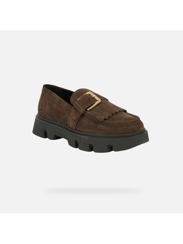 Geox Tmavě hnědé dámské mokasíny Geox Vilde