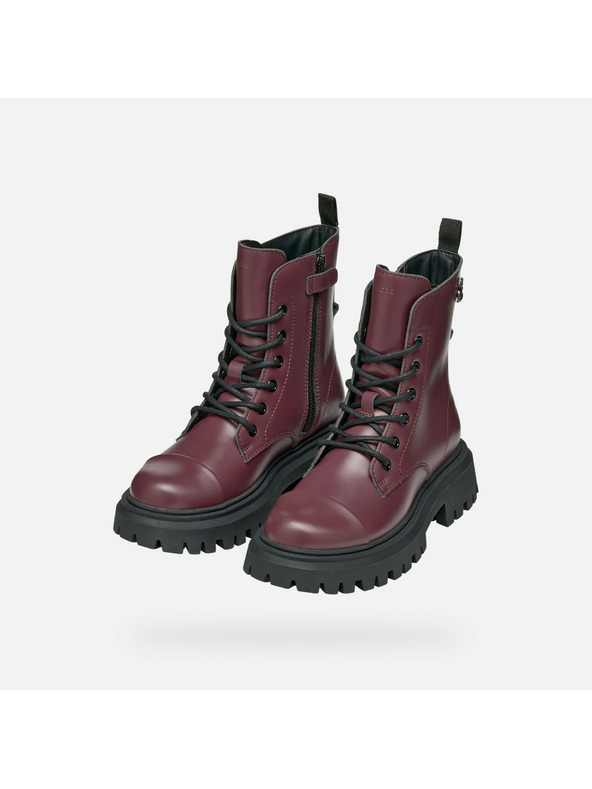 Geox Vínová dívčí kotníková obuv Geox Maquinnens Girl