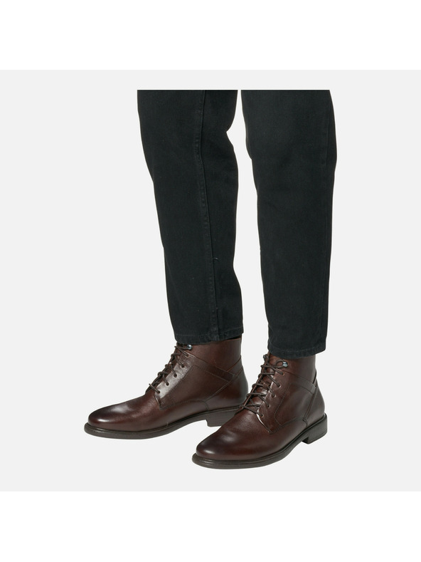 Geox Tmavě hnědá pánská kotníková obuv Geox Terence