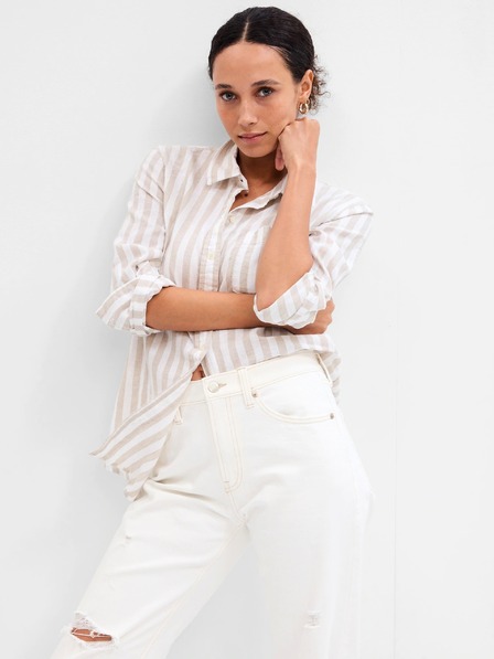 GAP Lněná pruhovaná košile GAP