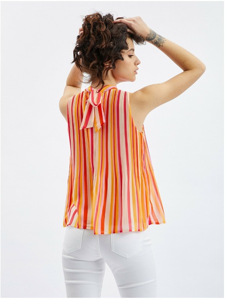 Orsay Růžovo-oranžová dámská pruhovaná halenka ORSAY