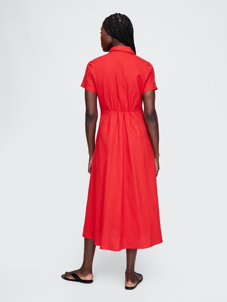 GAP Lněné košilové maxi šaty GAP