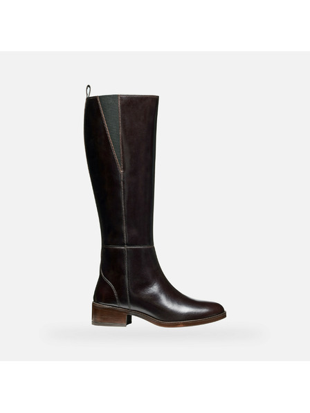 Geox Tmavě hnědé dámské kozačky Geox Camexia