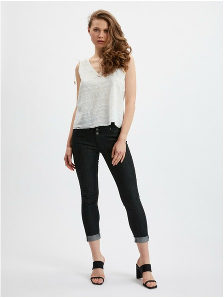 Orsay Bílý dámský krajkový top ORSAY