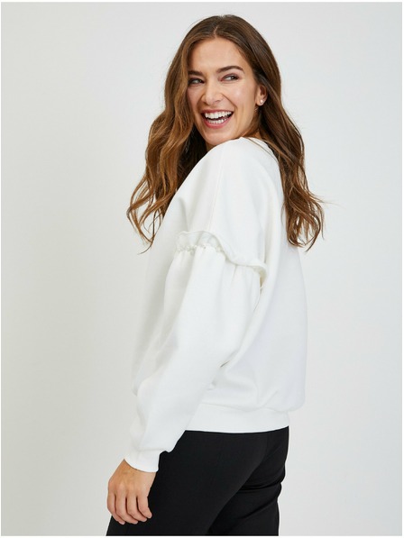 Orsay Bílá dámská oversize mikina s balonovými rukávy ORSAY