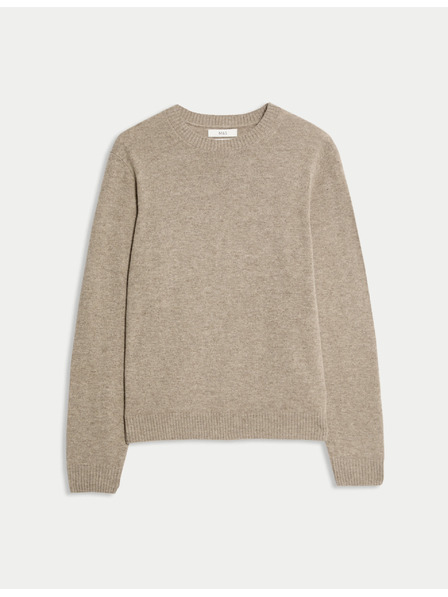 Marks & Spencer Svetr s výstřihem ke krku z jehněčí vlny Marks & Spencer béžová