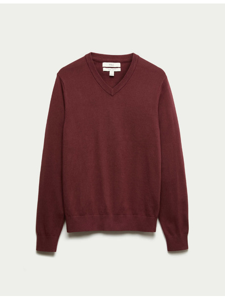Marks & Spencer Čistě bavlněný svetr s výstřihem do V Marks & Spencer červená