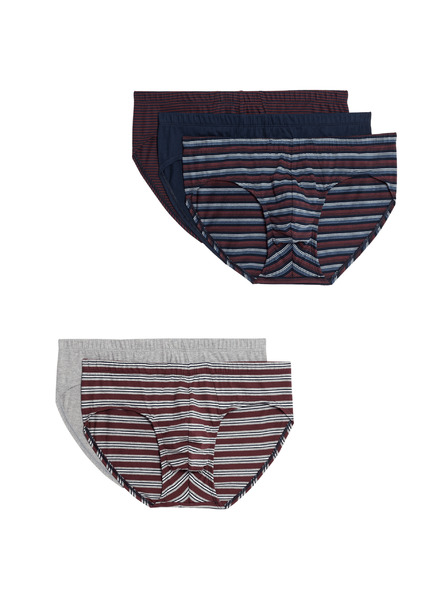 Marks & Spencer Pruhované kombiné z čisté bavlny; Technologie Cool & Fresh™; 5 ks v balení Marks & Spencer červená