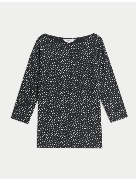 Marks & Spencer Top z čisté bavlny s lodičkovým výstřihem a potiskem, přiléhavý střih Marks & Spencer černá