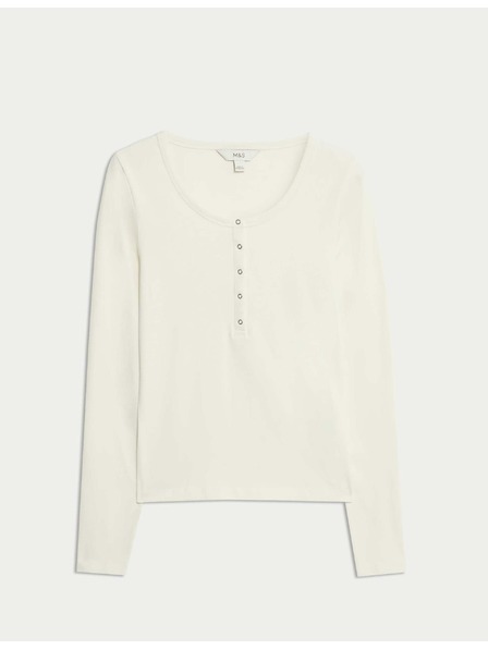 Marks & Spencer Barvený top s rozhalenkou s vysokým podílem bavlny Marks & Spencer smetanová